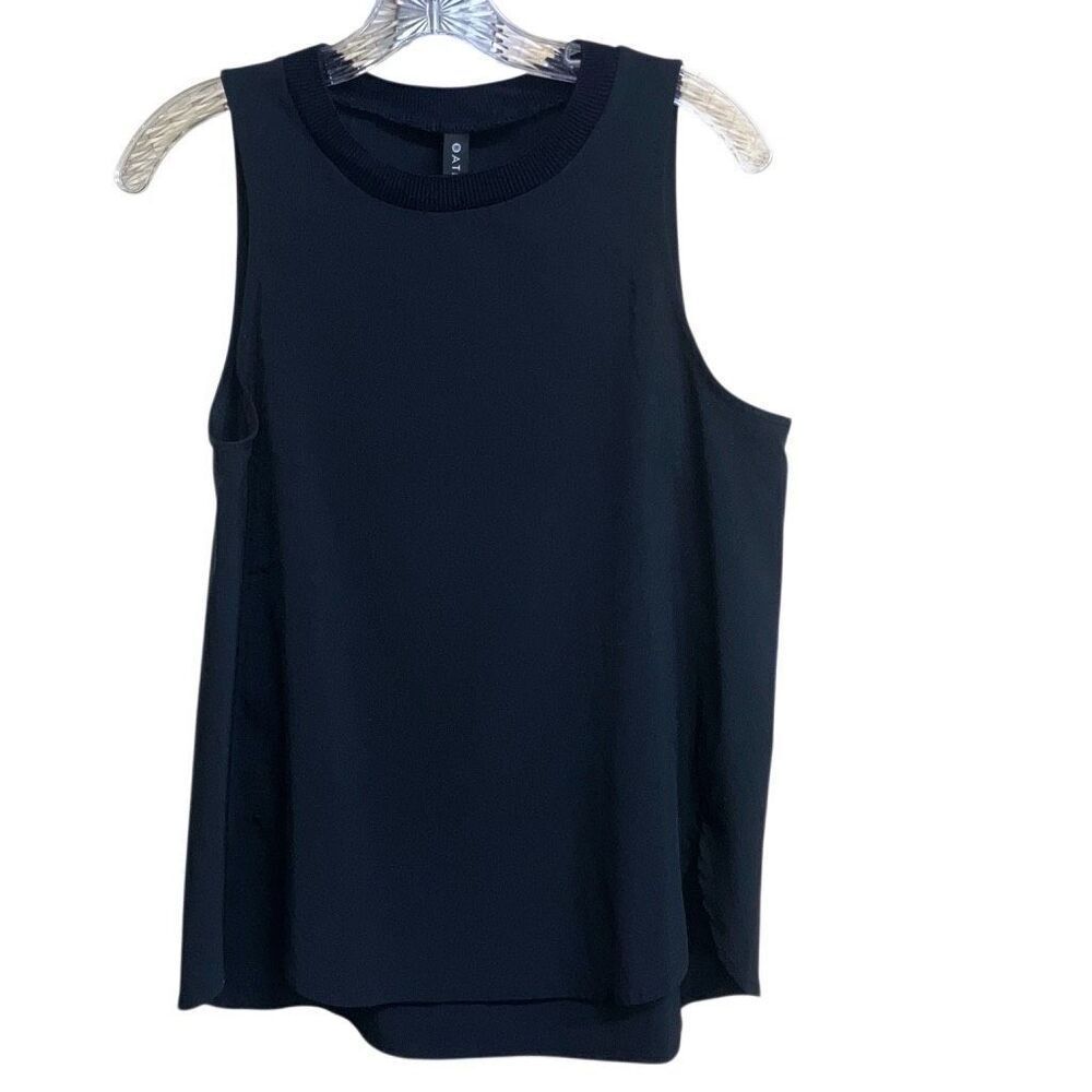 433. Athleta sleeveless black long athletic tank with slits size small